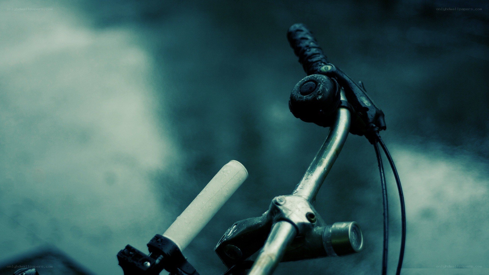 bicycle handlebars in fog