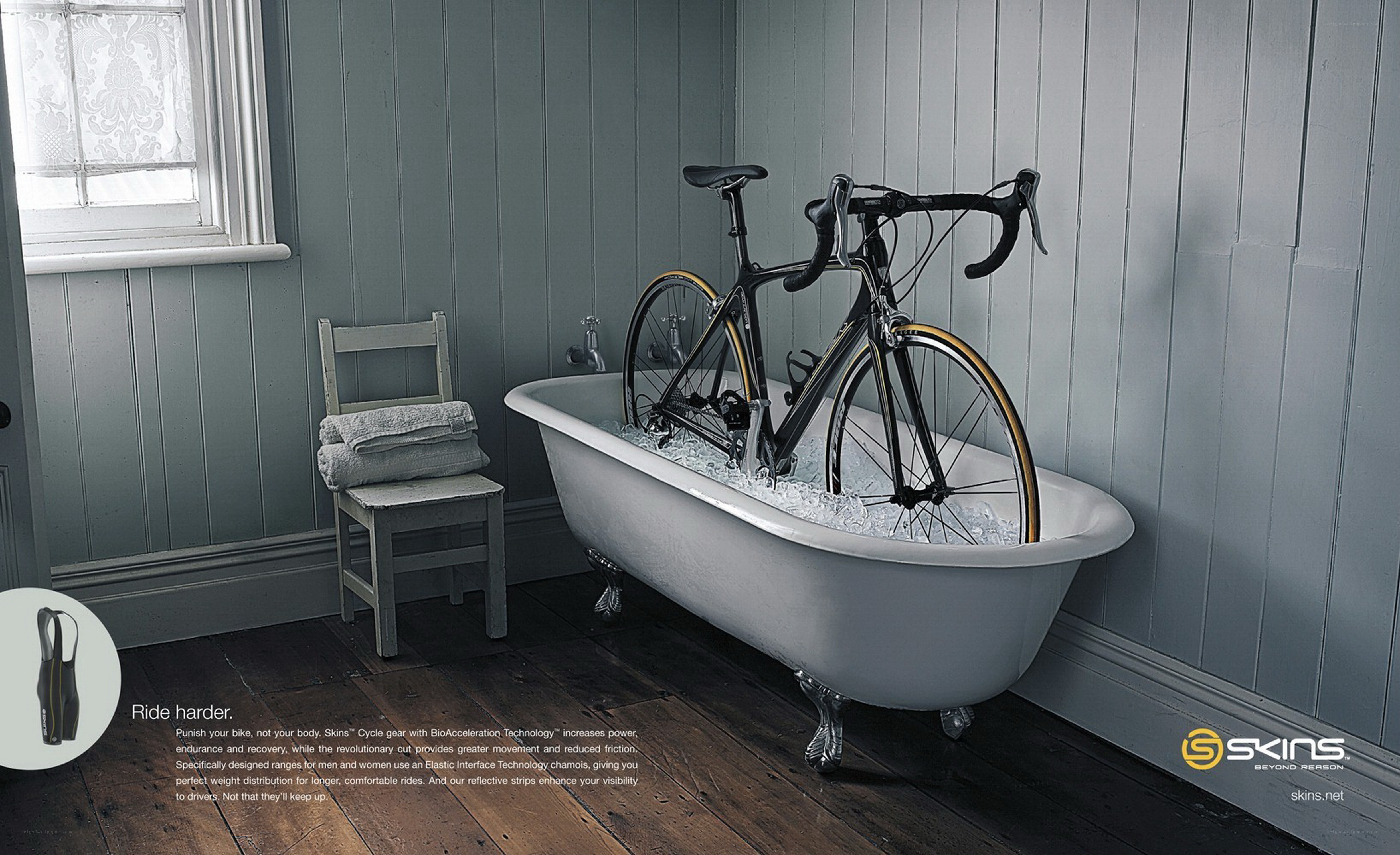 Bicycle in a bathtub