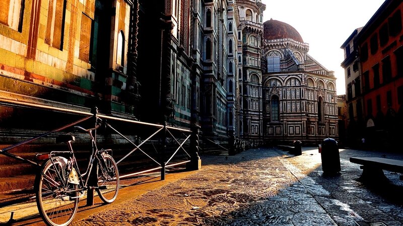 Bicycle in Front of Cathedral