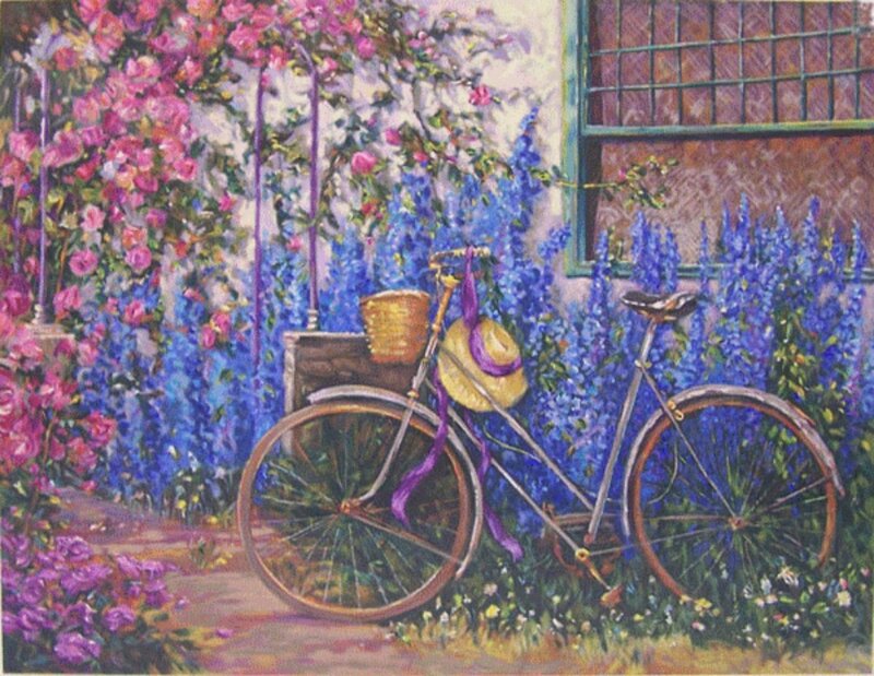 Bicycle in Garden — Pink