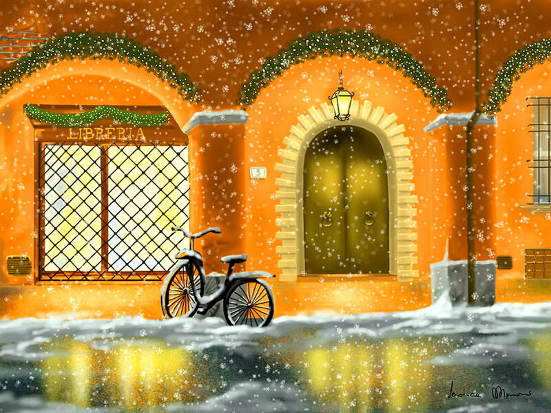 Bicycle in Snow — Orange, Cozy