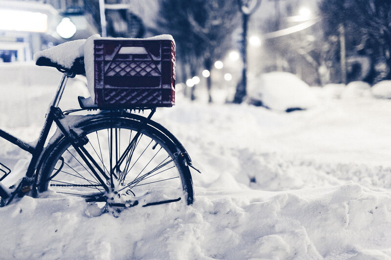 Bicycle in Snow — White, Quiet