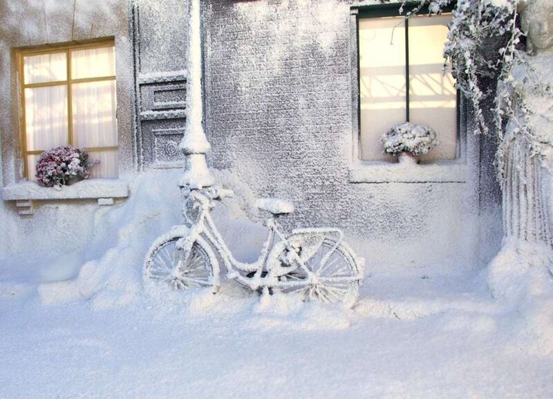 Bicycle in Snow — White