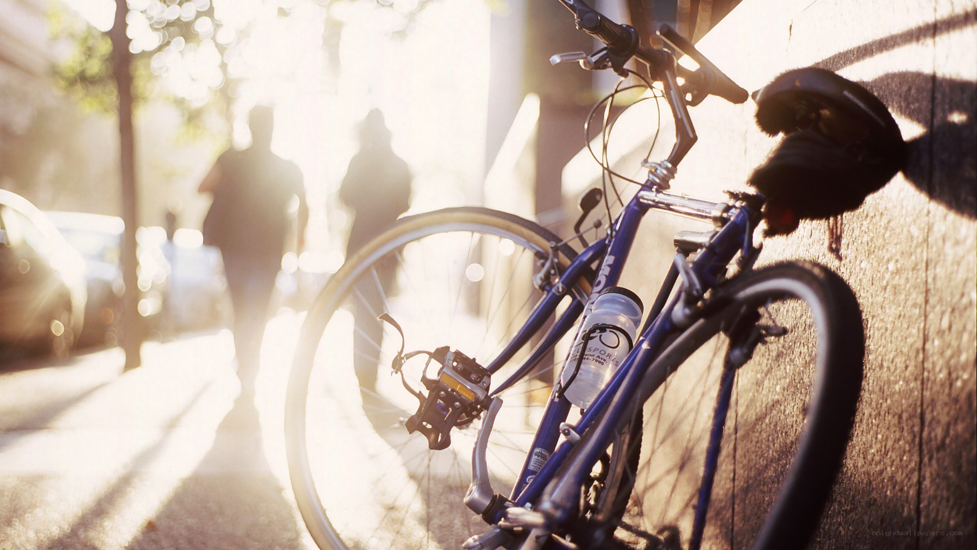 Bicycle in sunlit street