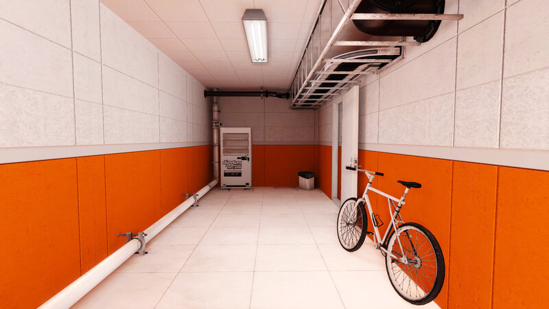 Bicycle in utility corridor