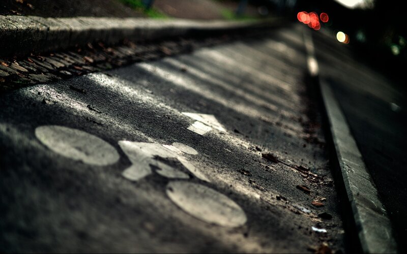 Bicycle lane at night