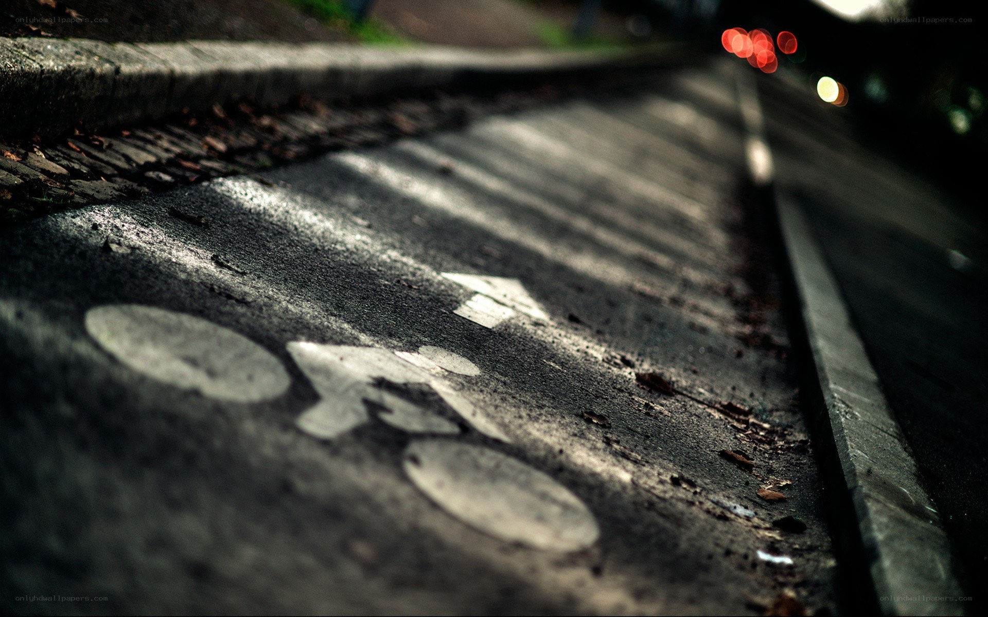 Bicycle lane at night