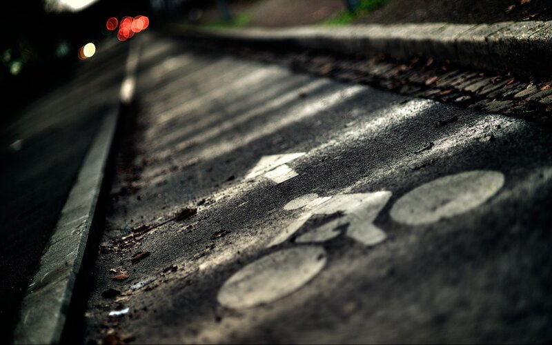 bicycle lane marking at night