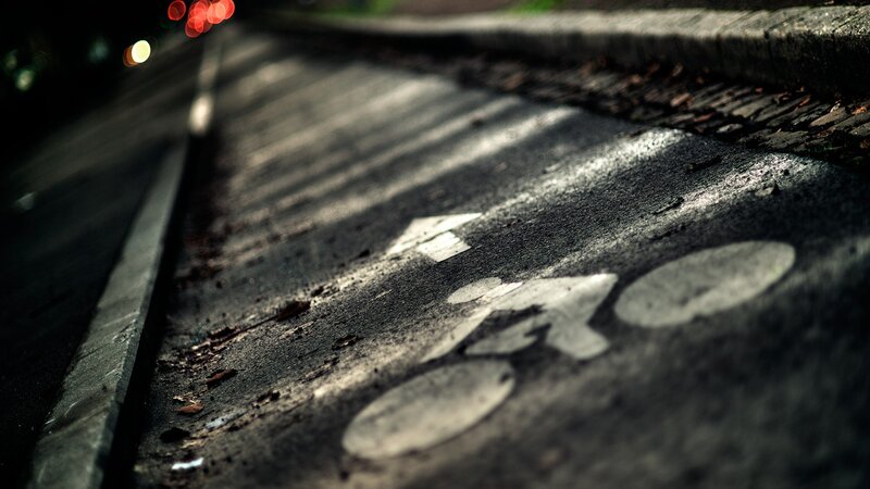 Bicycle Lane Marking — Black, Dramatic