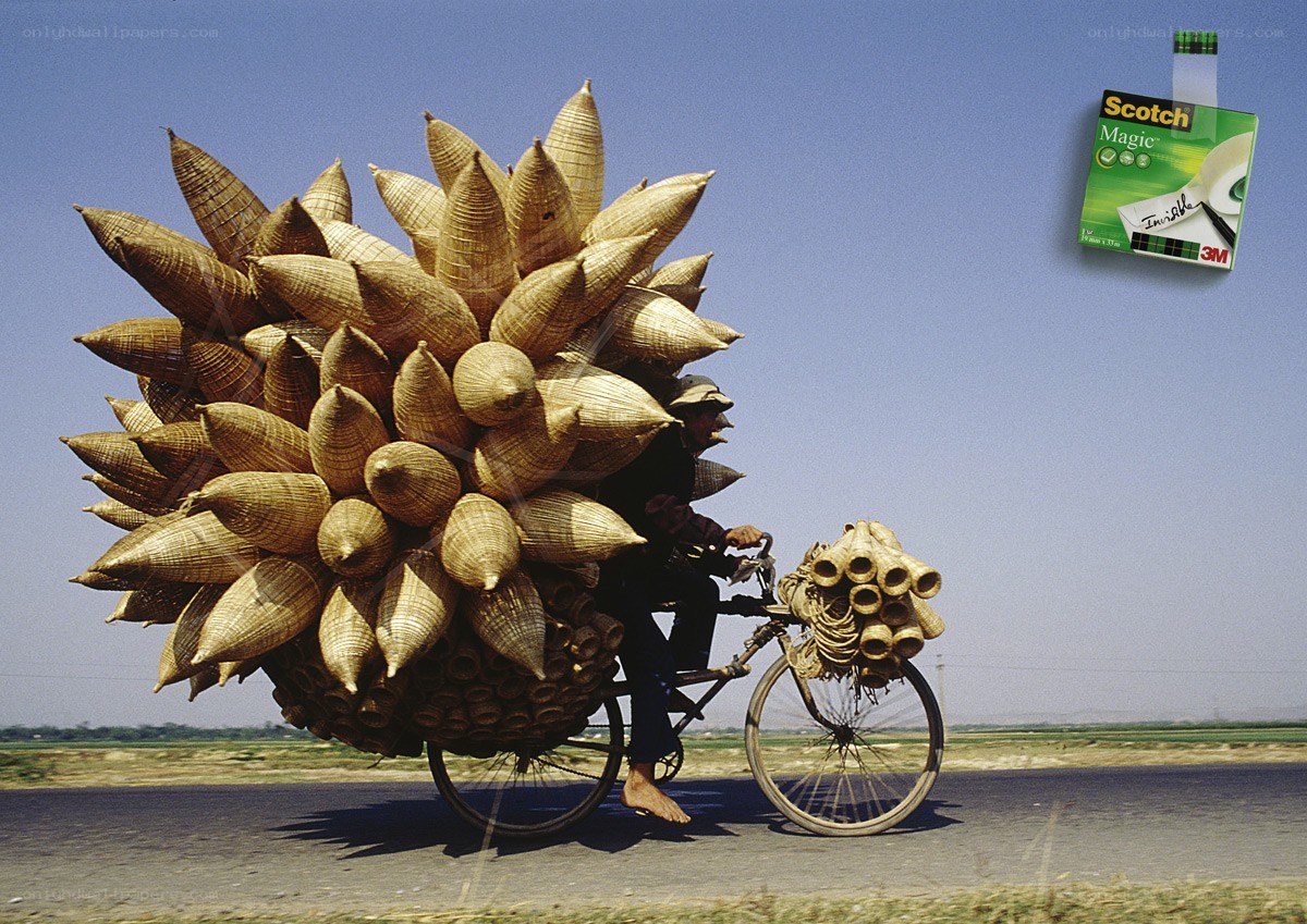 Bicycle loaded with baskets