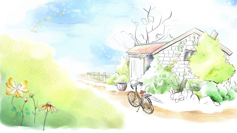 Bicycle Near Cottage — Green
