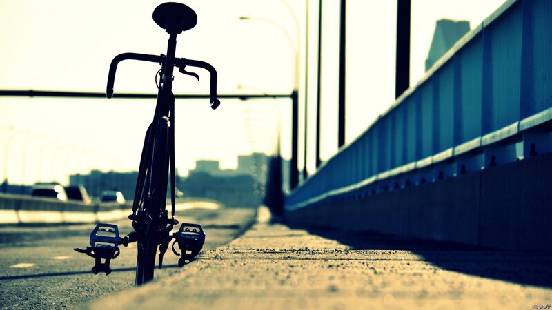 Bicycle on a Bridge — Blue