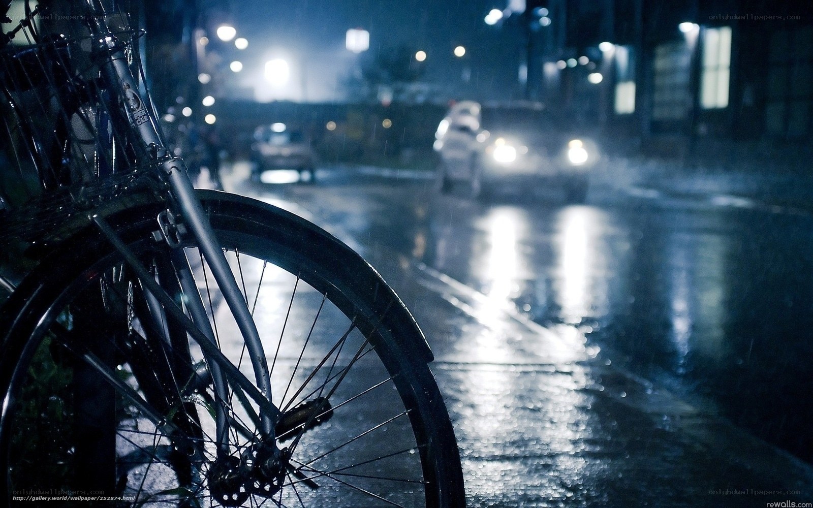 Bicycle on a rainy street