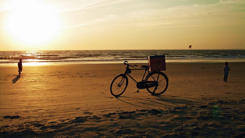 Bicycle on Beach — Gold