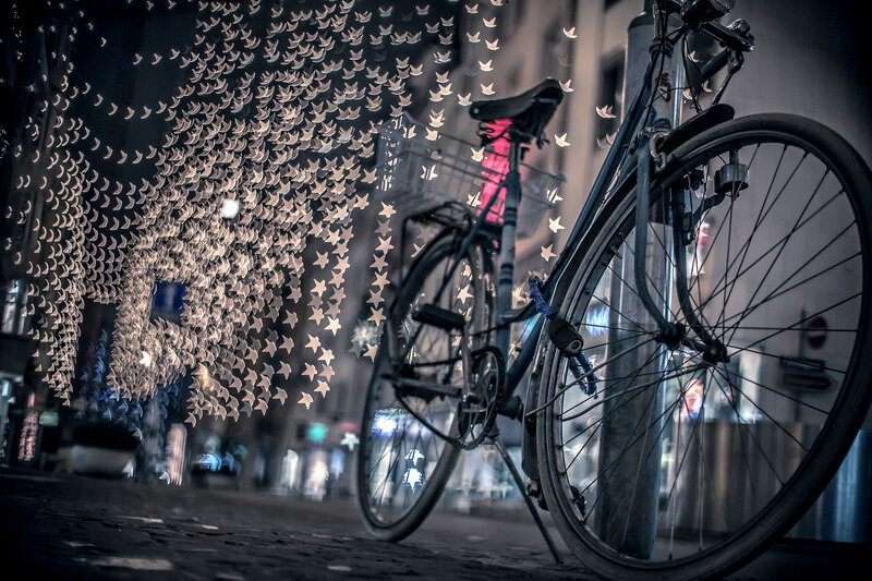 Bicycle on City Street — Black