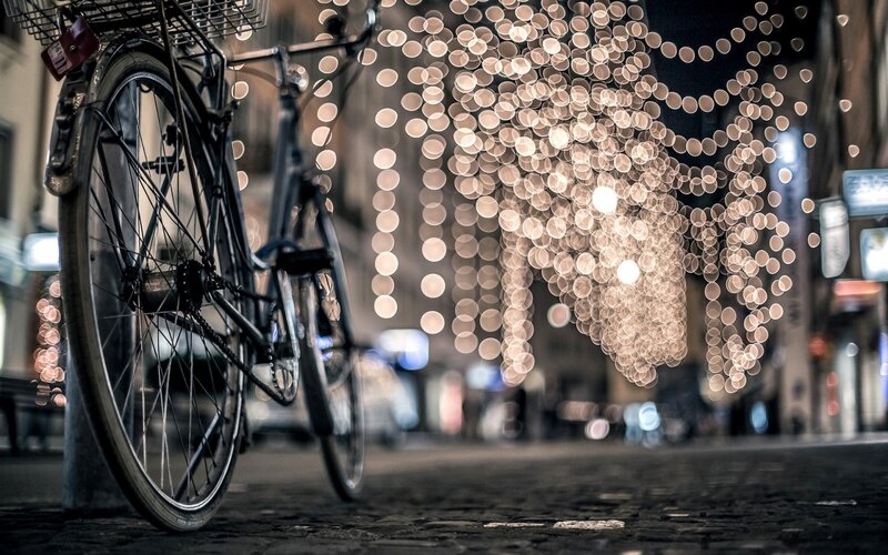 Bicycle on Cobblestone Street