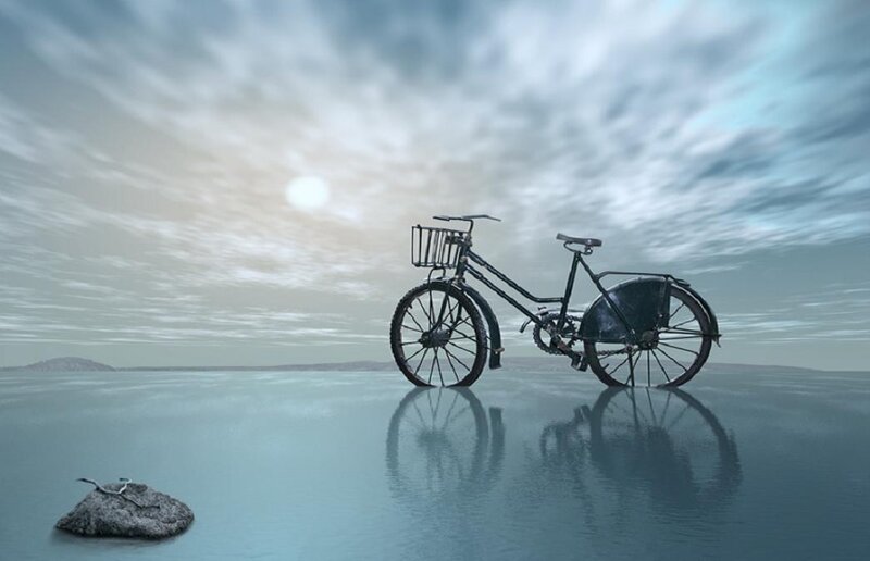Bicycle on Reflective Surface