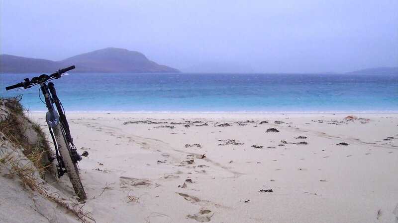Bicycle on Sandy Beach — Blue, Calm
