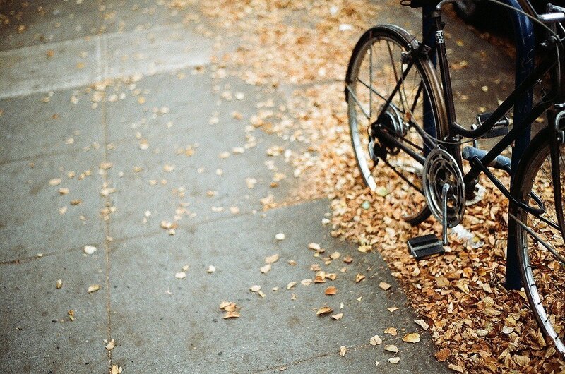 Bicycle on Sidewalk — Brown, Calm