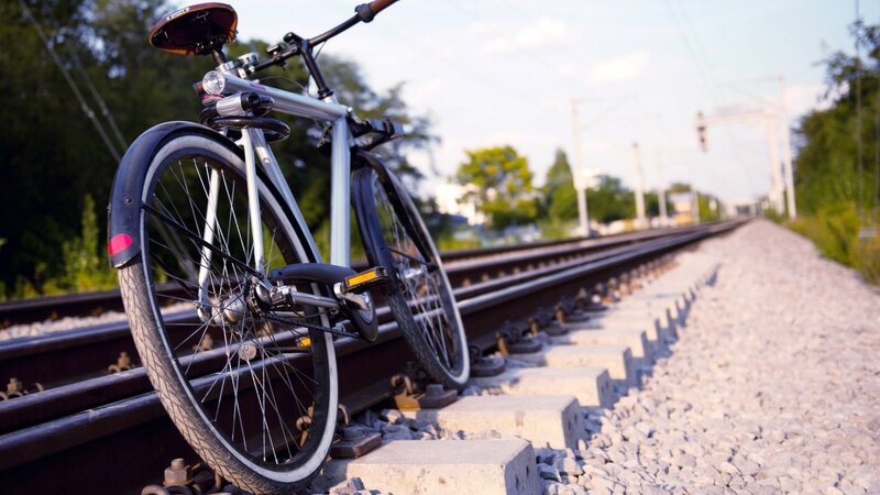 Bicycle on Train Tracks — Silver, Calm
