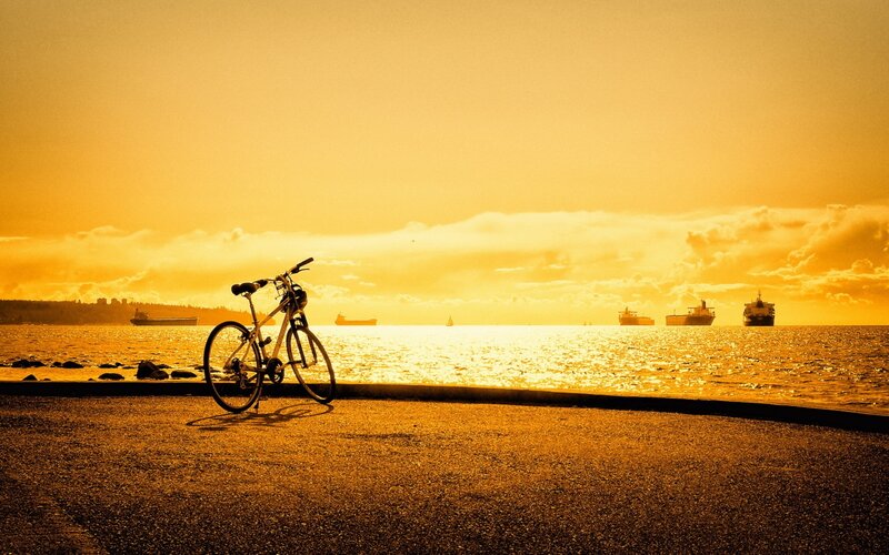 Bicycle on Waterfront — Orange