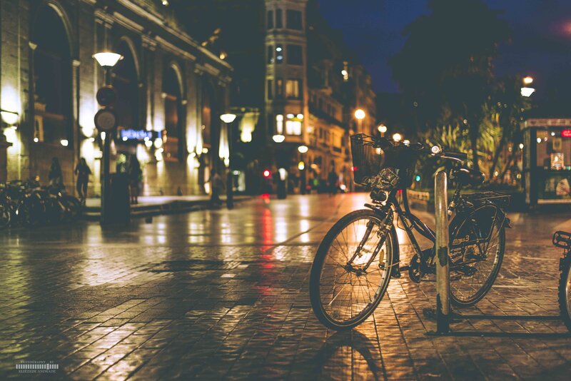 Bicycle on Wet Street — Black