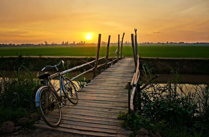 Bicycle on Wooden Bridge