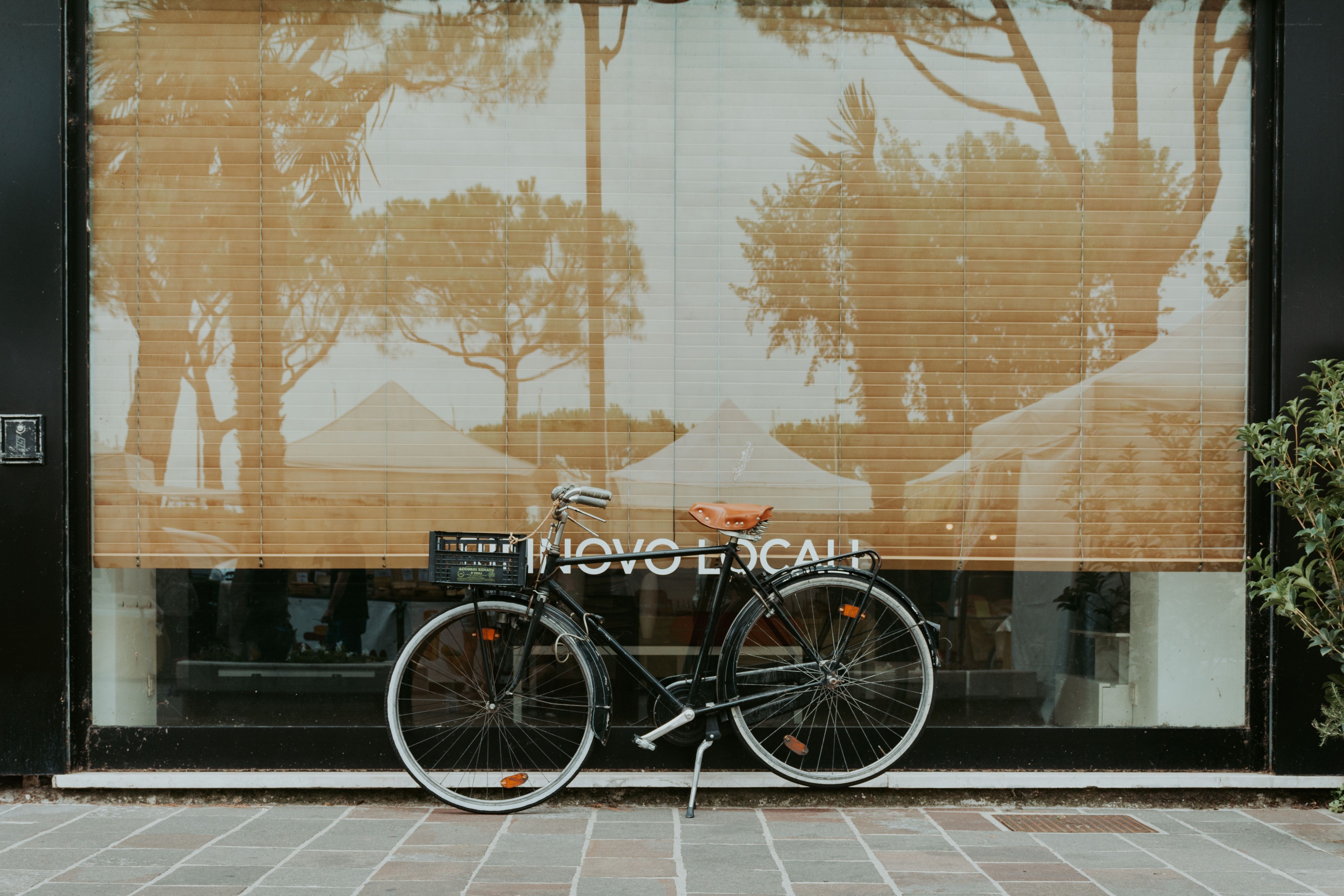 Bicycle outside shop window