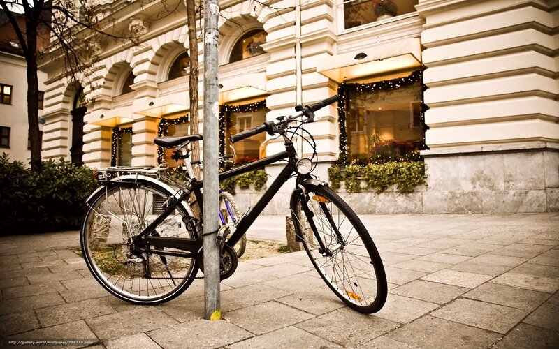 Bicycle parked on city street