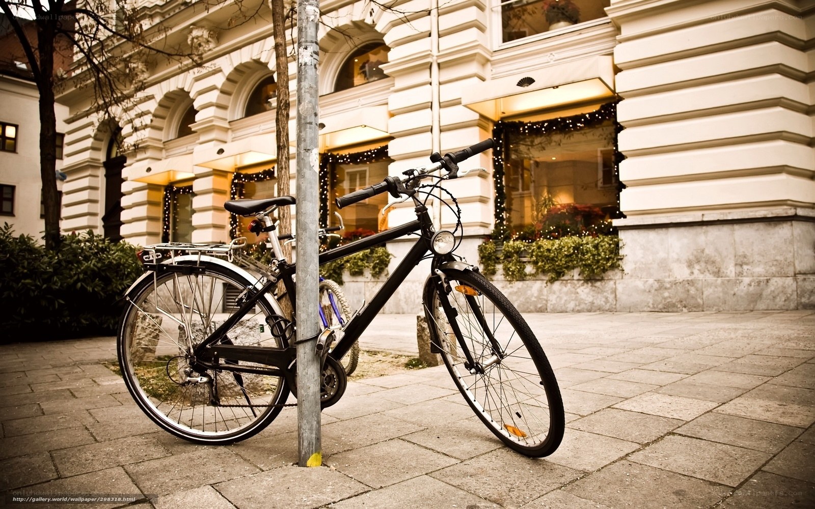 Bicycle parked on city street