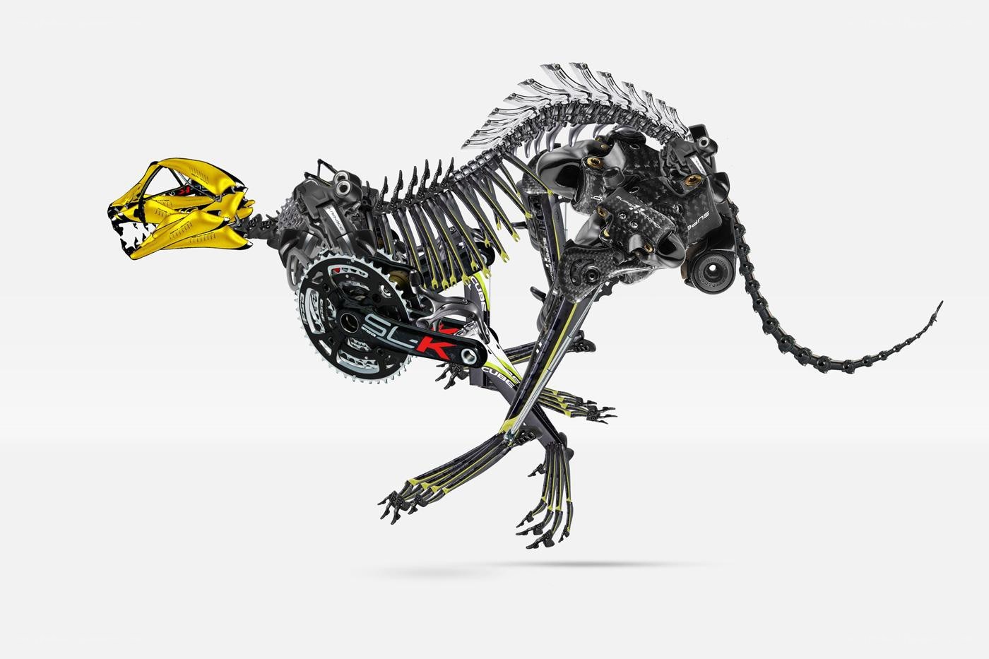 bicycle parts skeleton sculpture
