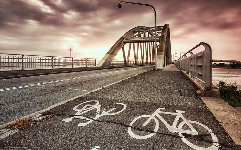 Bicycle path on a bridge