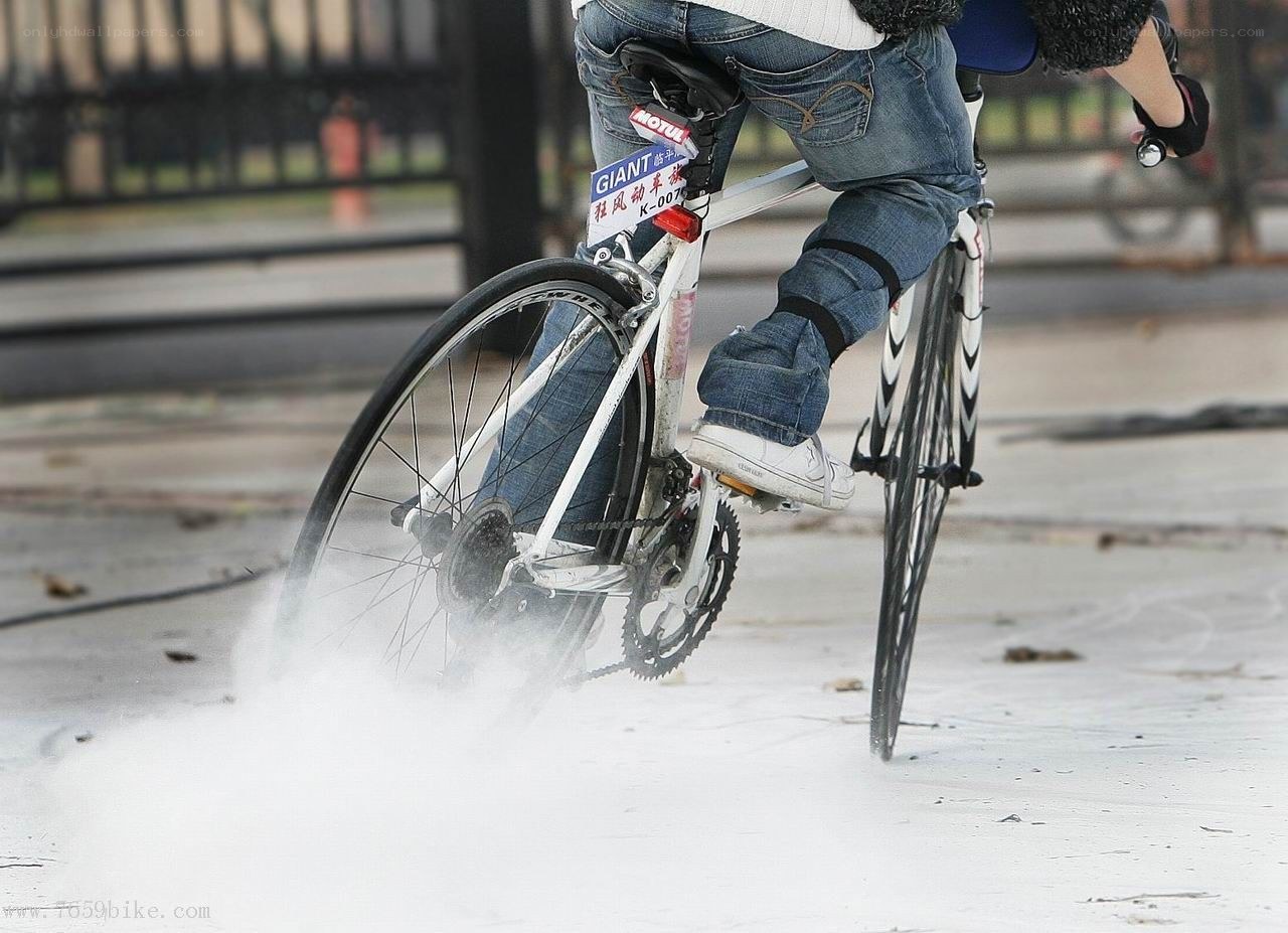 Bicycle rider performing stunt