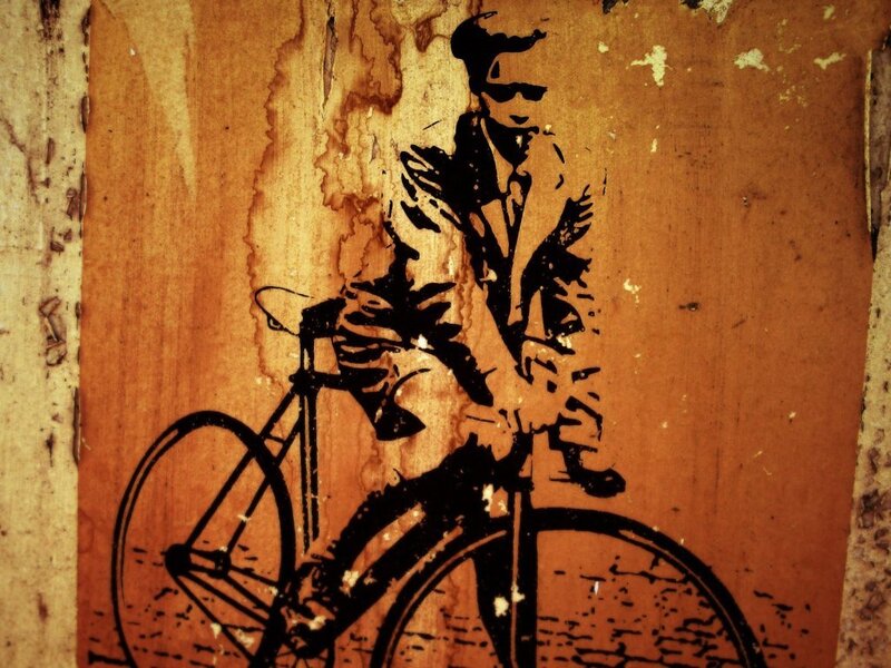 bicycle rider stencil art