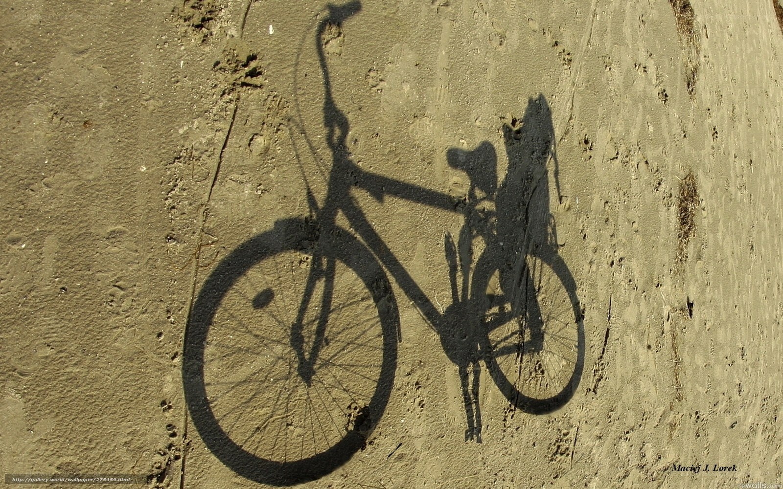 Bicycle shadow on sand