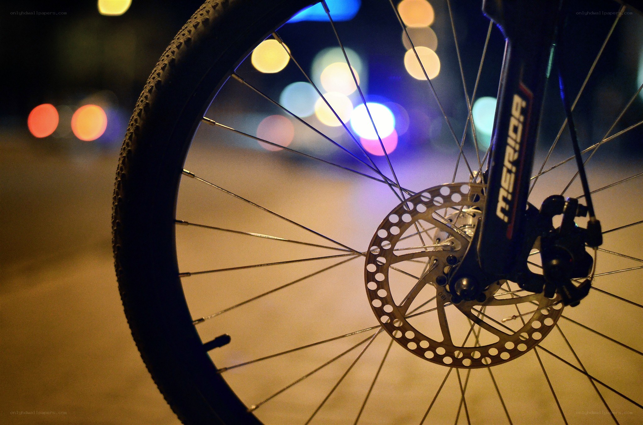 Bicycle wheel at night