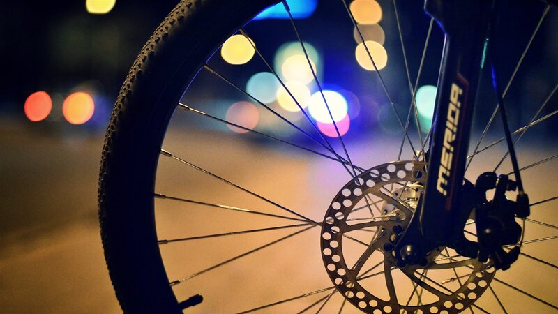 Bicycle wheel at night