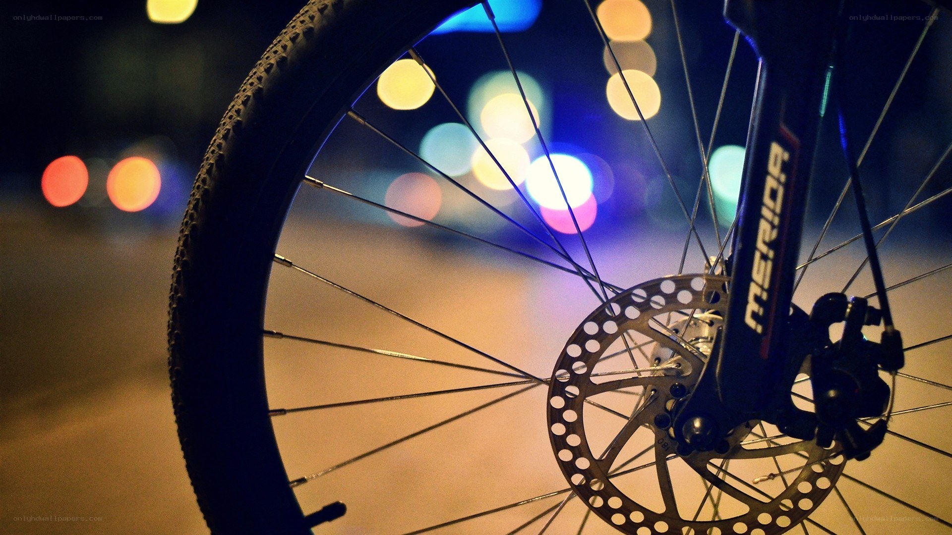 Bicycle wheel at night