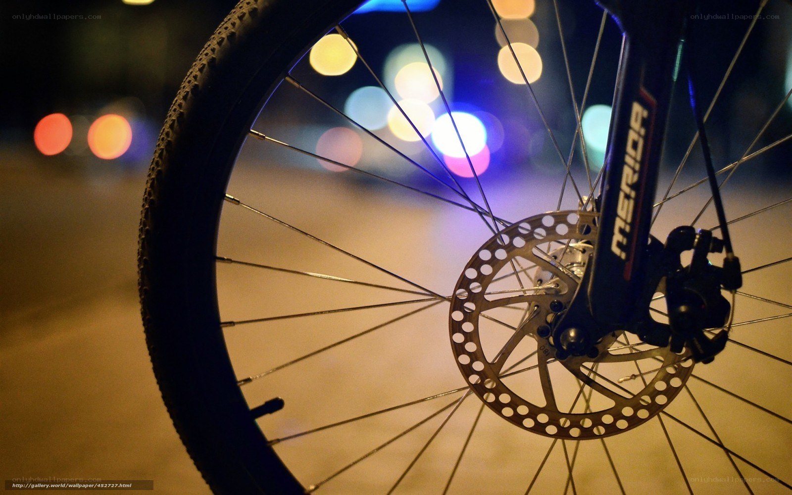 Bicycle wheel at night