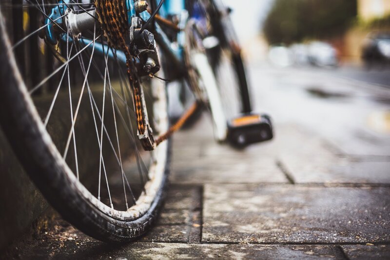 Bicycle Wheel on Pavement