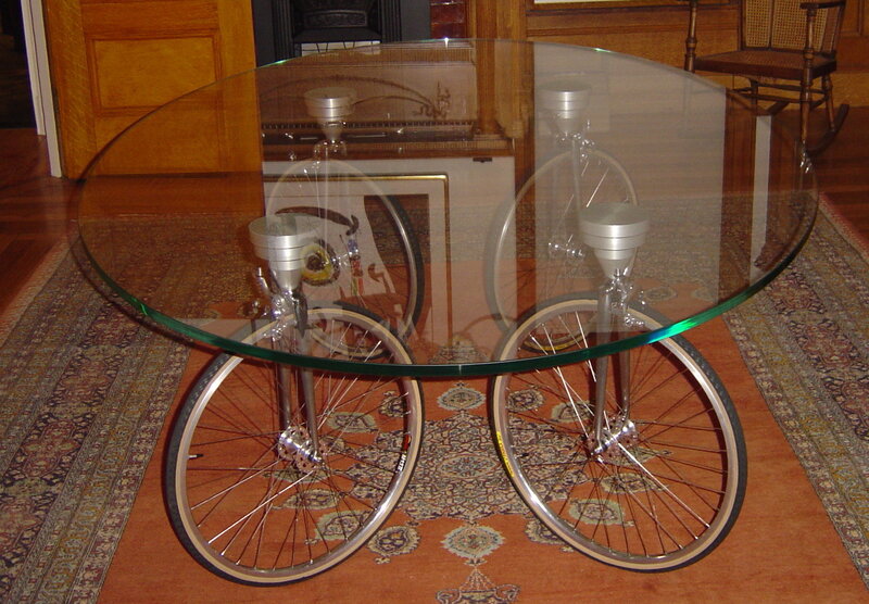 Bicycle Wheel Table — Brown