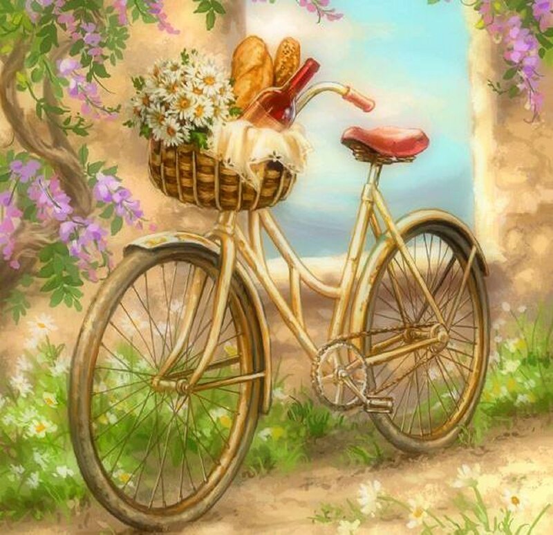Bicycle with Basket — Yellow