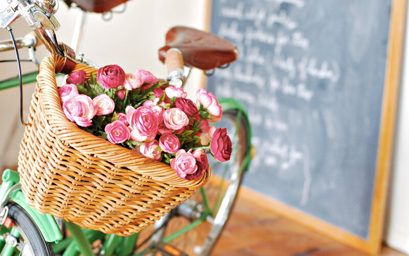 Bicycle with Flower Basket