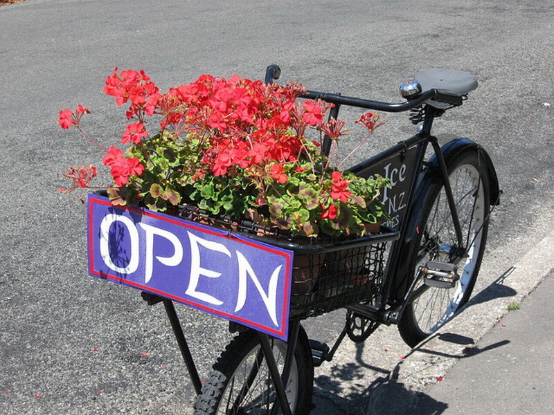 Bicycle with Flowers — Red