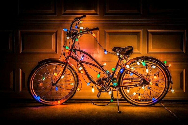 Bicycle with Lights — Orange