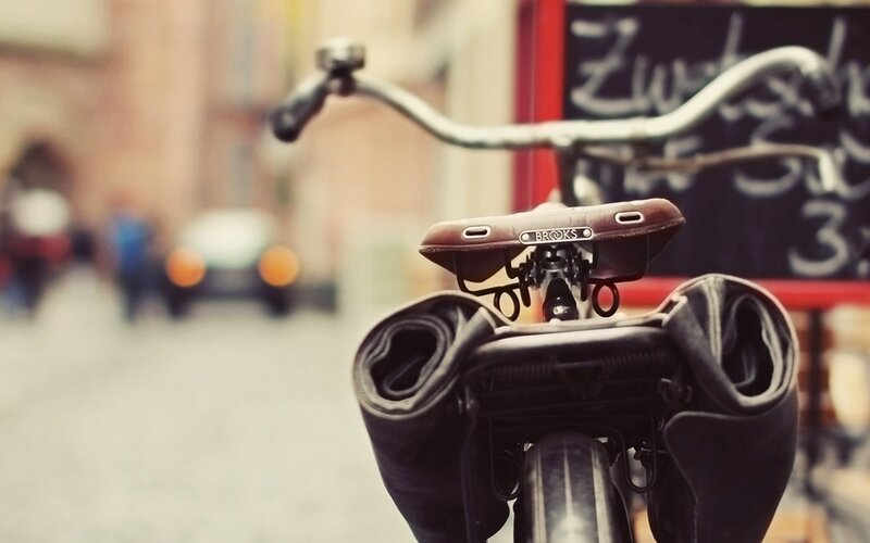 Bicycle with rolled-up clothes