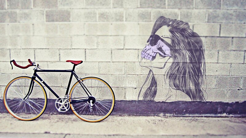 Bicycle with skull mural