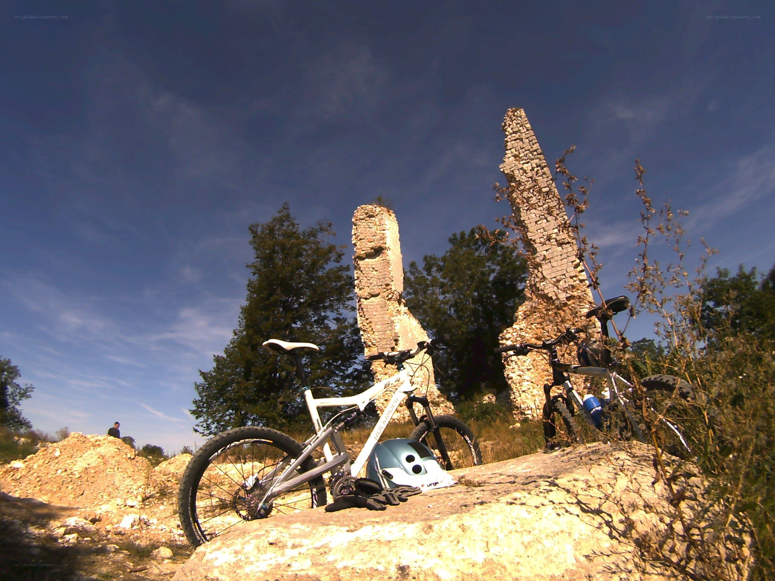 Bicycles at ancient ruins