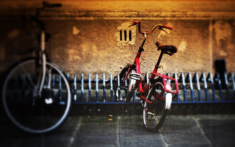 Bicycles by a wall
