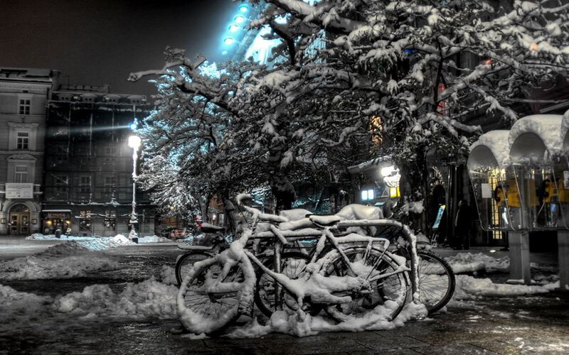 Bicycles Covered in Snow — Black